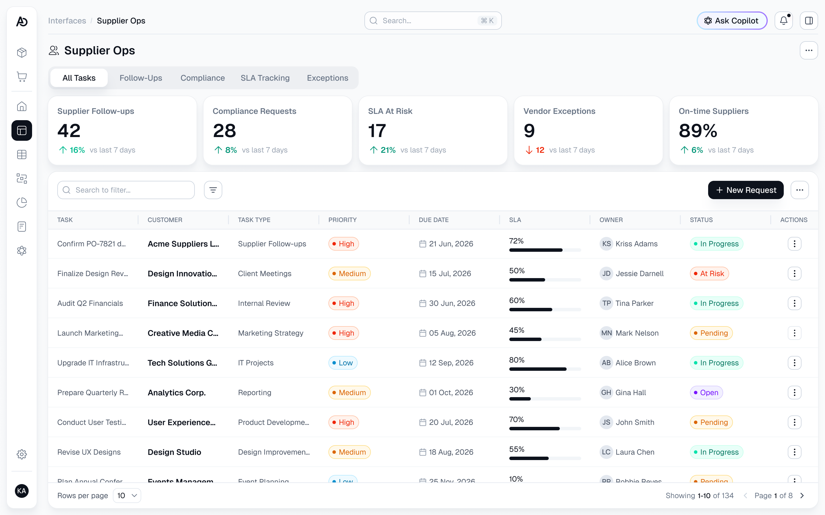 AutoOps Supplier & Vendor Workflows product screen